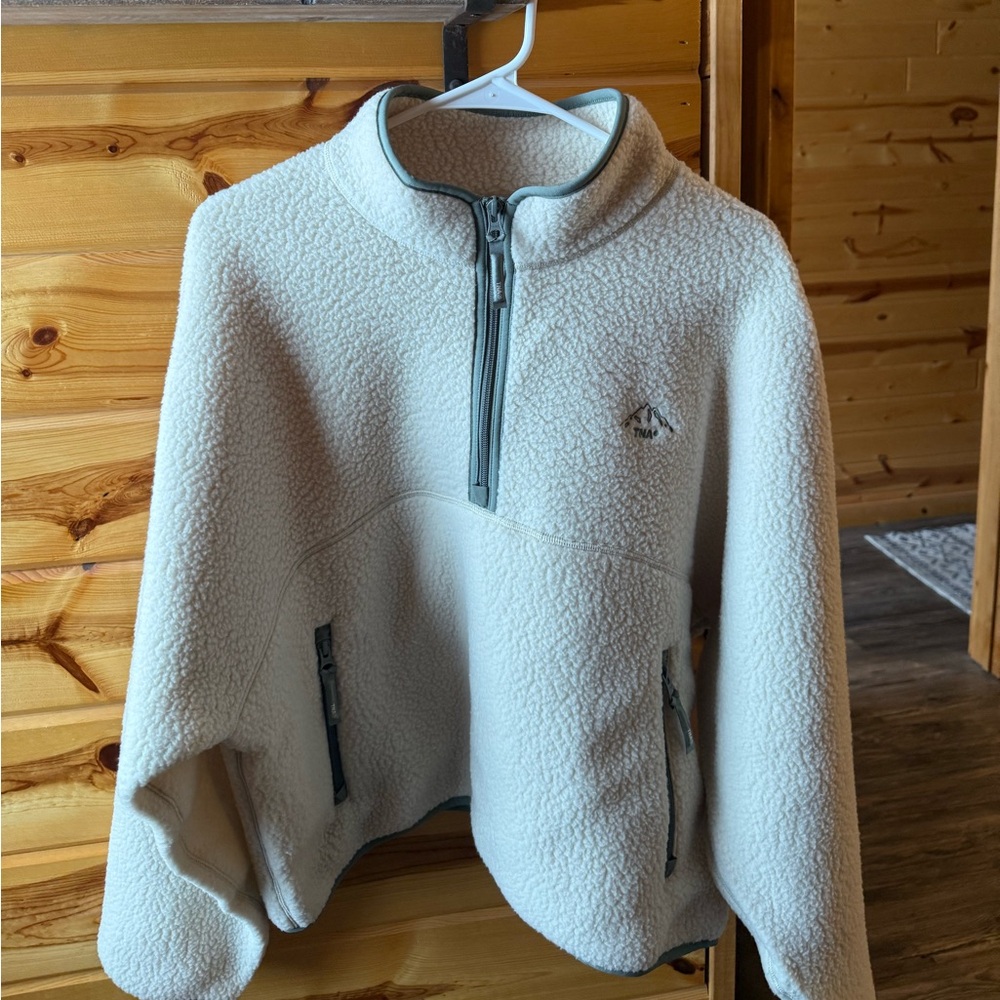 TNA Cream and Sage Fleece Quarter Zip